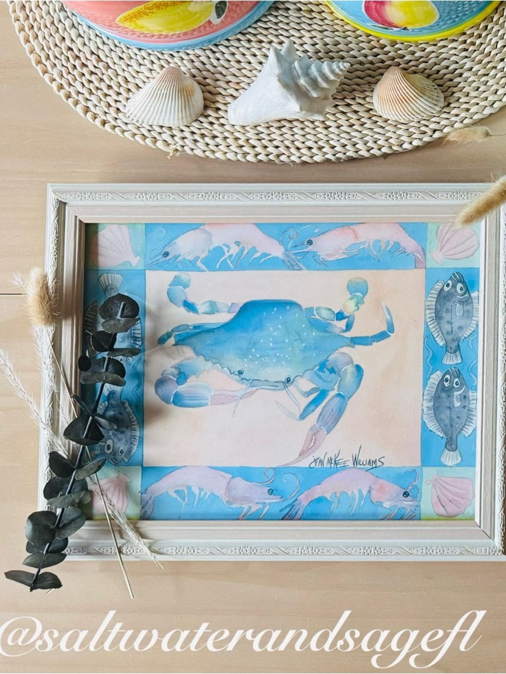 Blue Crab Watercolor Wall Art by Jennikee Williams